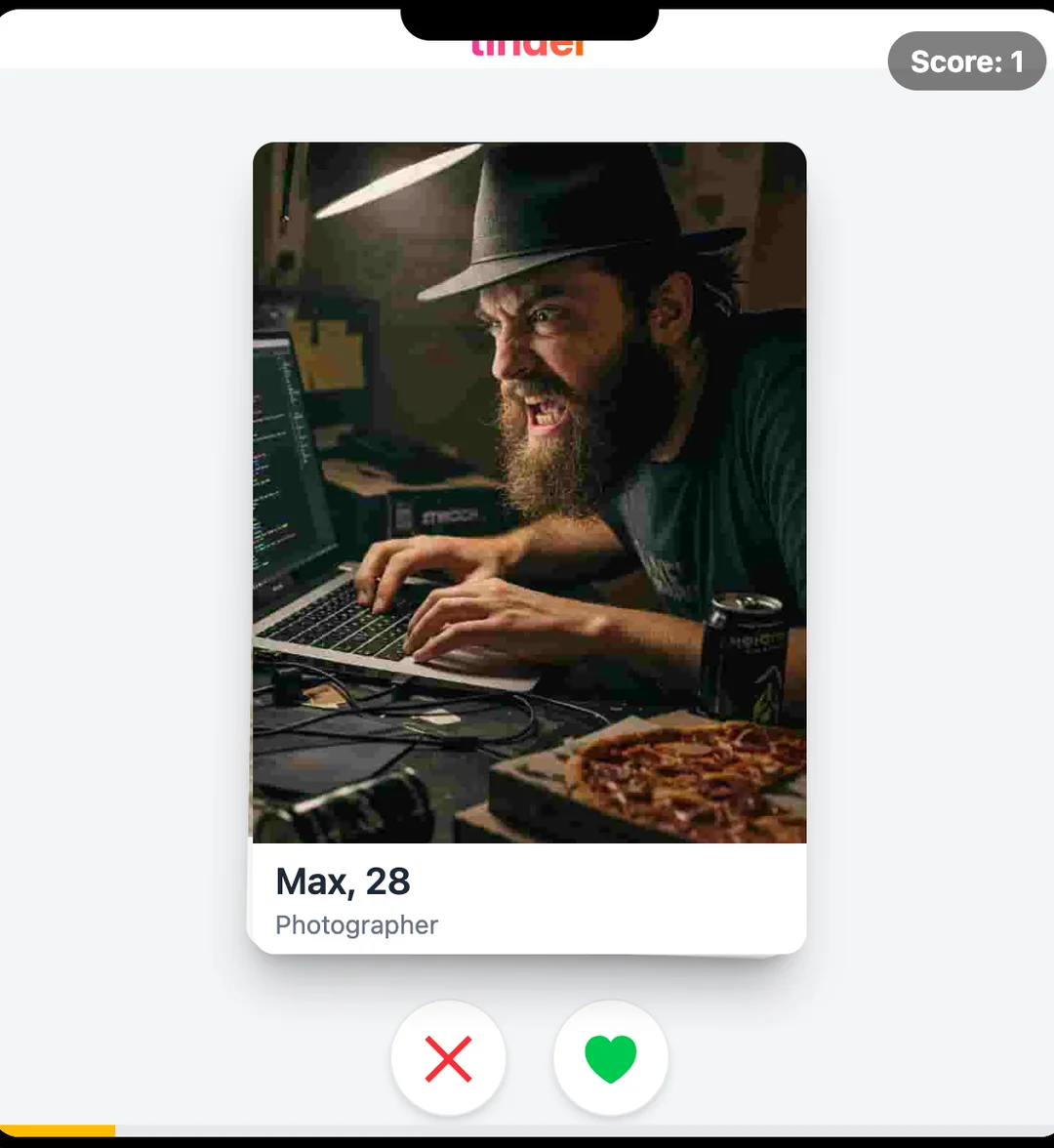 Swipe dating microgame