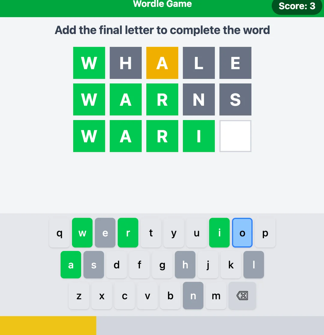 Wordle microgame