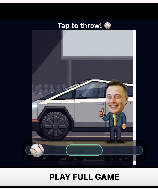 Cybertruck baseball microgame
